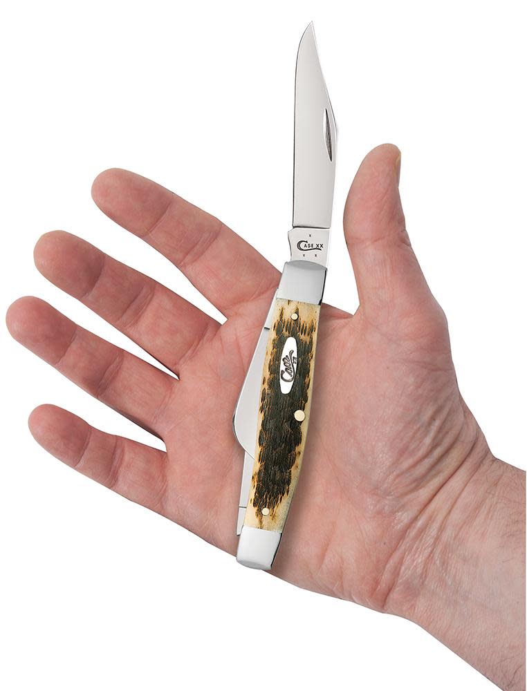 Peach Seed Jig Amber Bone CS Large Stockman - Image 5