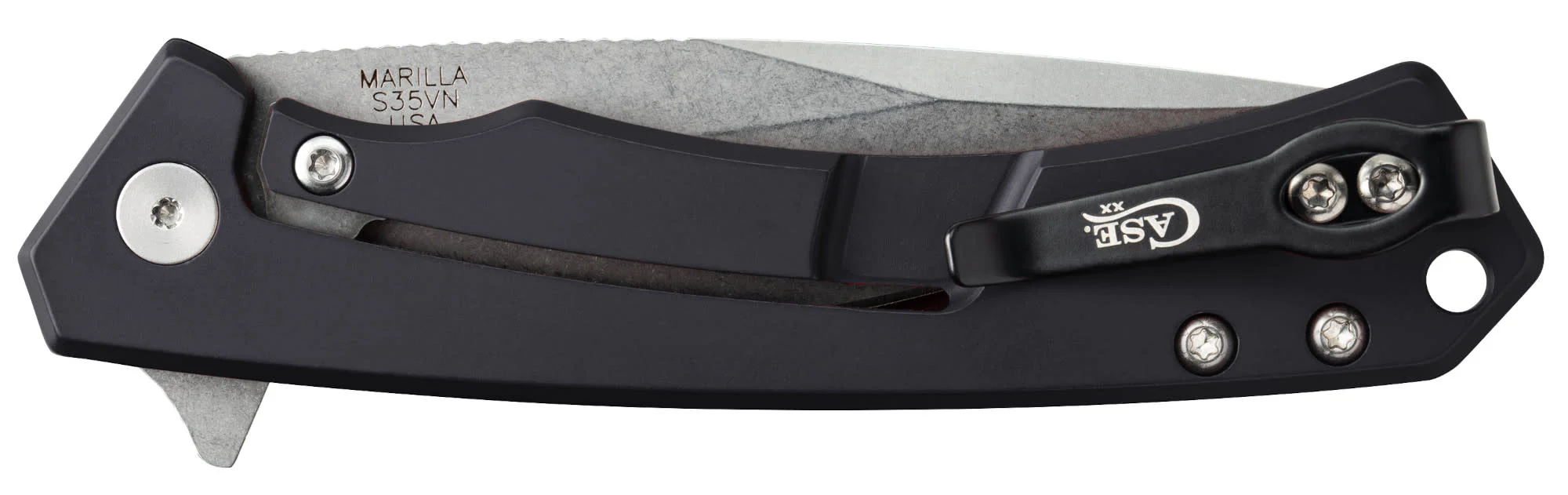 Black Anodized Aluminum with Black G10 Inlay Marilla® with Serrated Blade - Image 3