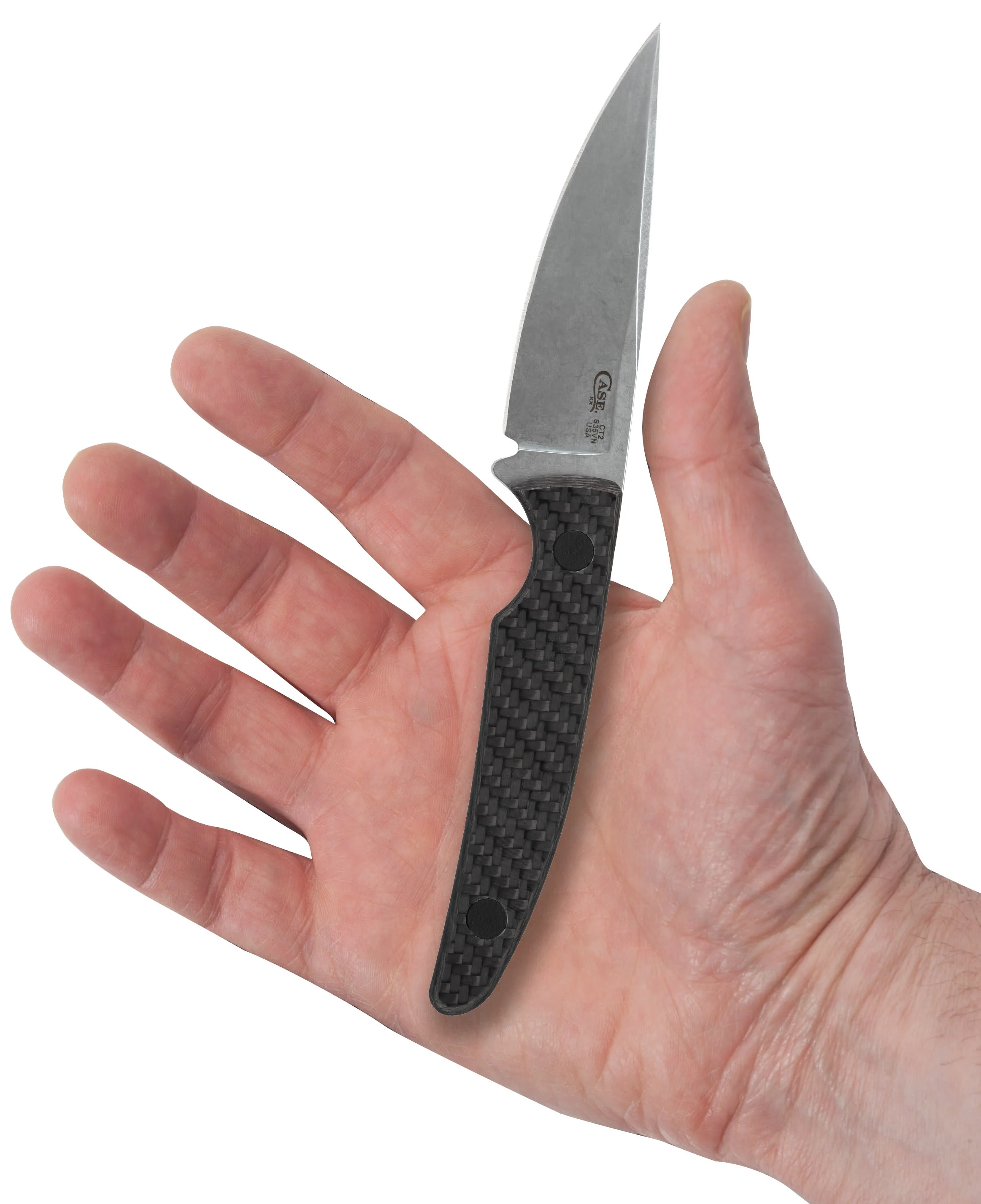 Black Carbon Fiber Weave CT2 Hunter with Embellished Leather Sheath - Image 4