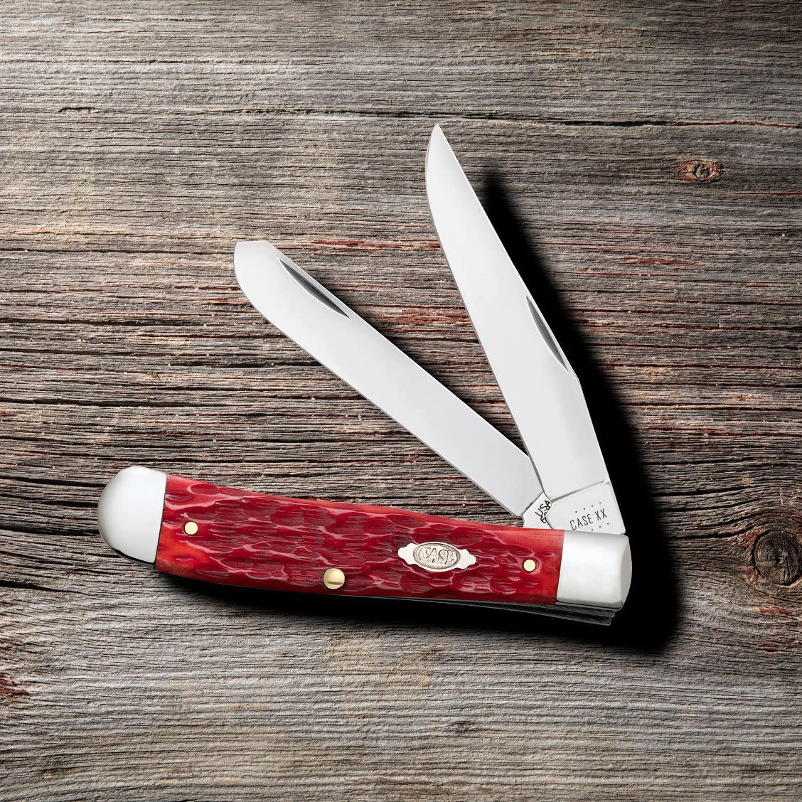 Peach Seed Jig Dark Red Bone CS Trapper with Pocket Clip - Image 2