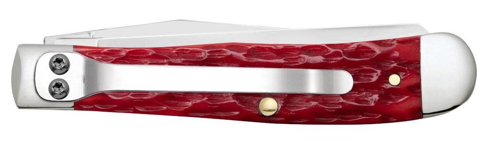 Peach Seed Jig Dark Red Bone CS Trapper with Pocket Clip - Image 4