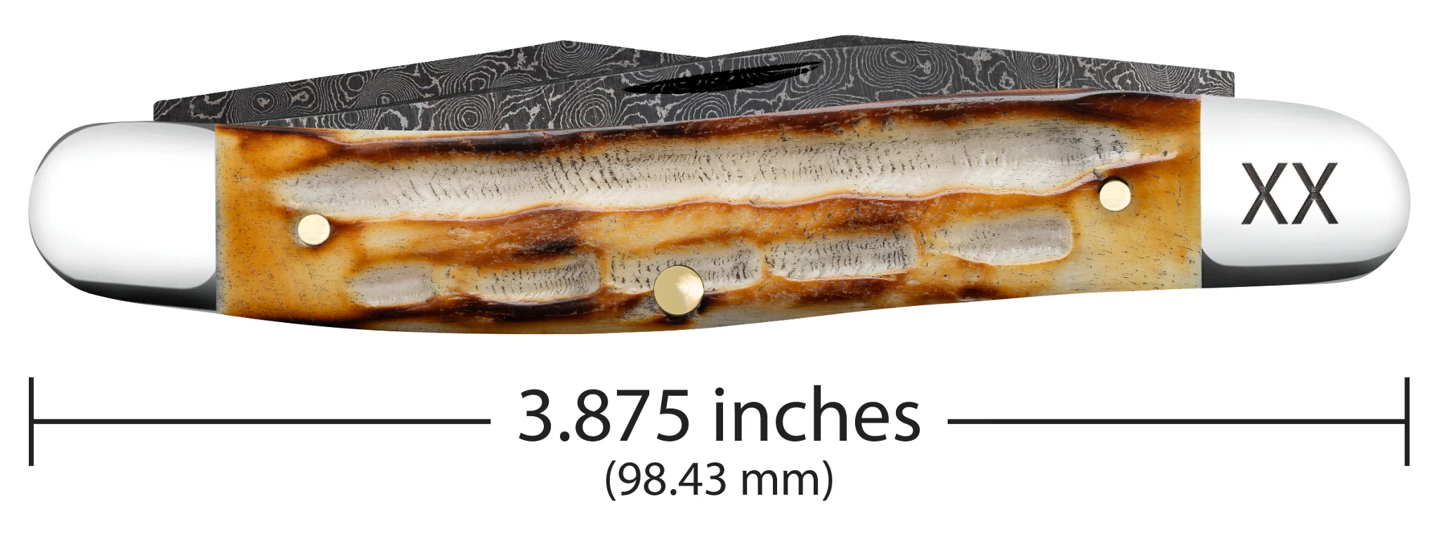 Deep Canyon Jigged Burnt Natural Bone Muskrat Raindrop Damascus - Image 2
