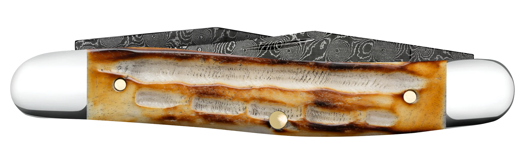 Deep Canyon Jigged Burnt Natural Bone Muskrat Raindrop Damascus - Image 3