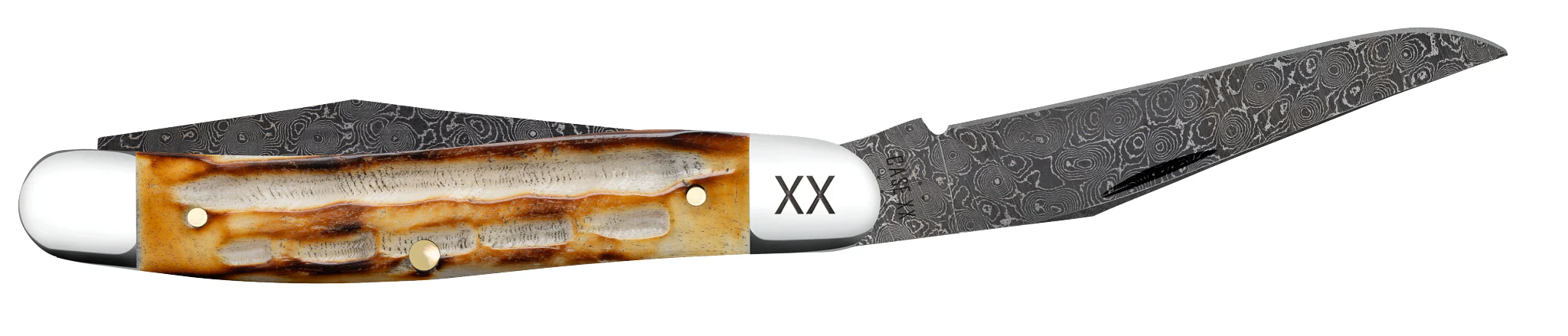 Deep Canyon Jigged Burnt Natural Bone Muskrat Raindrop Damascus - Image 4