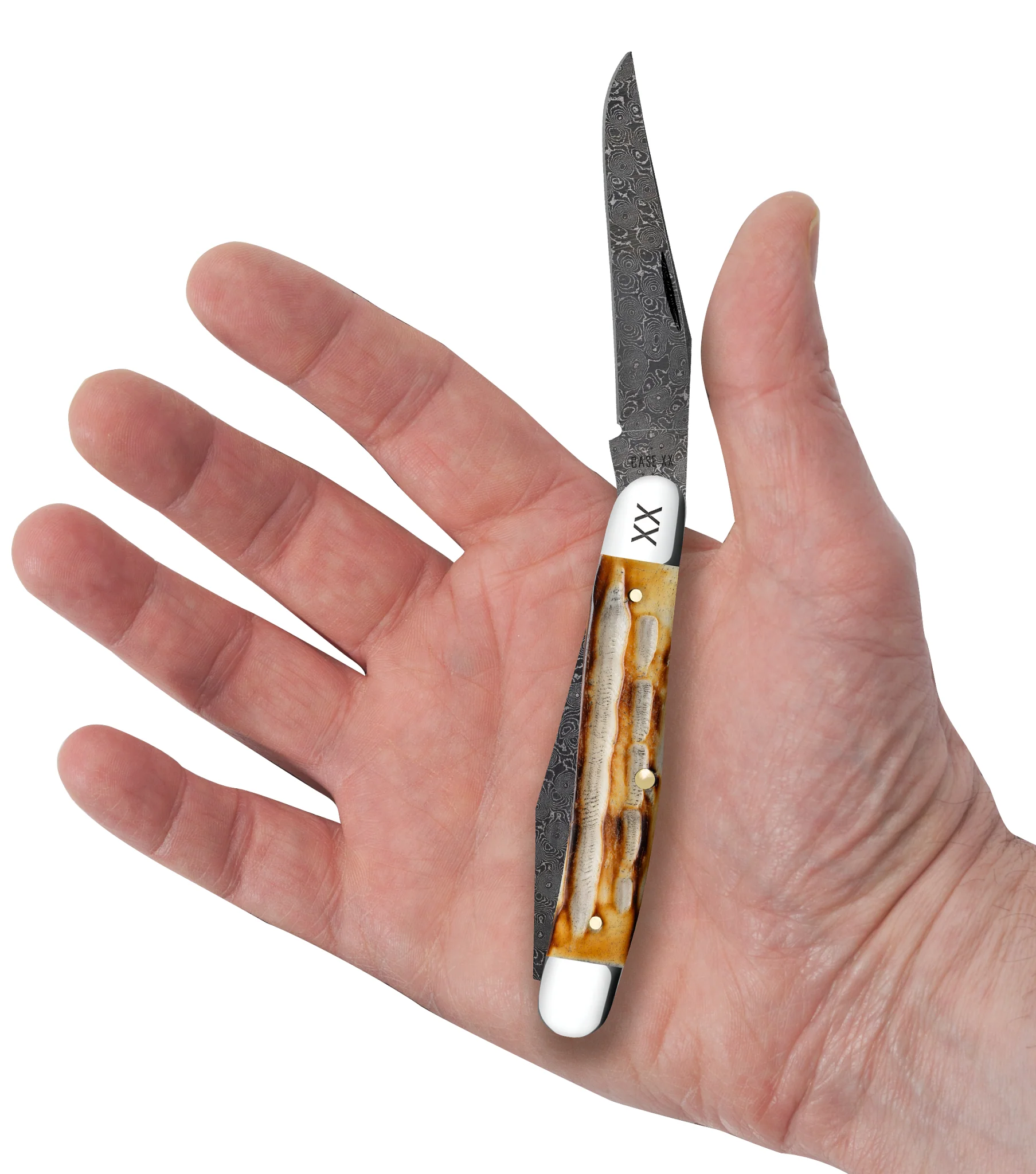 Deep Canyon Jigged Burnt Natural Bone Muskrat Raindrop Damascus - Image 5