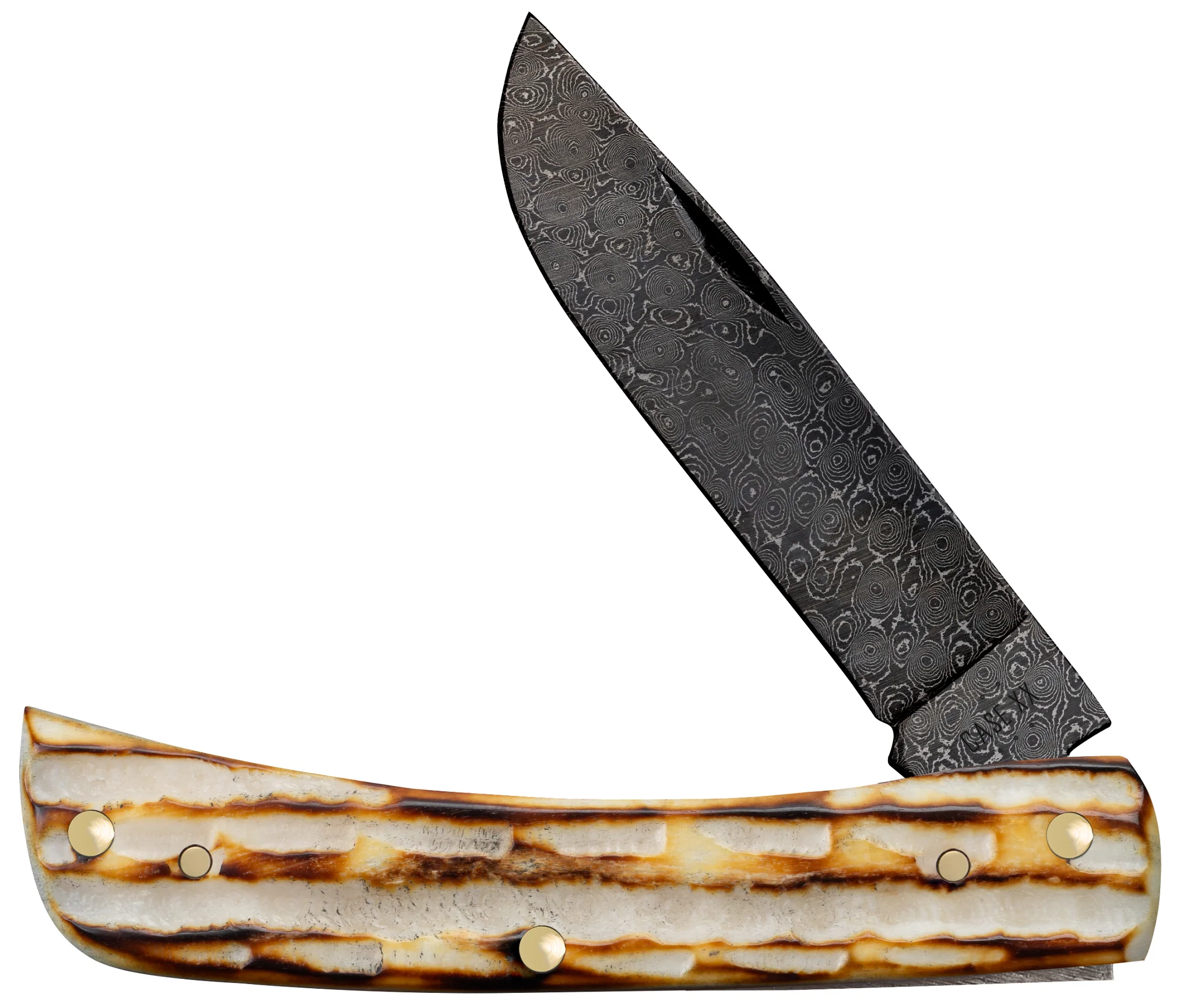 Deep Canyon Jigged Burnt Natural Bone Sod Buster® Jr Raindrop Damascus
