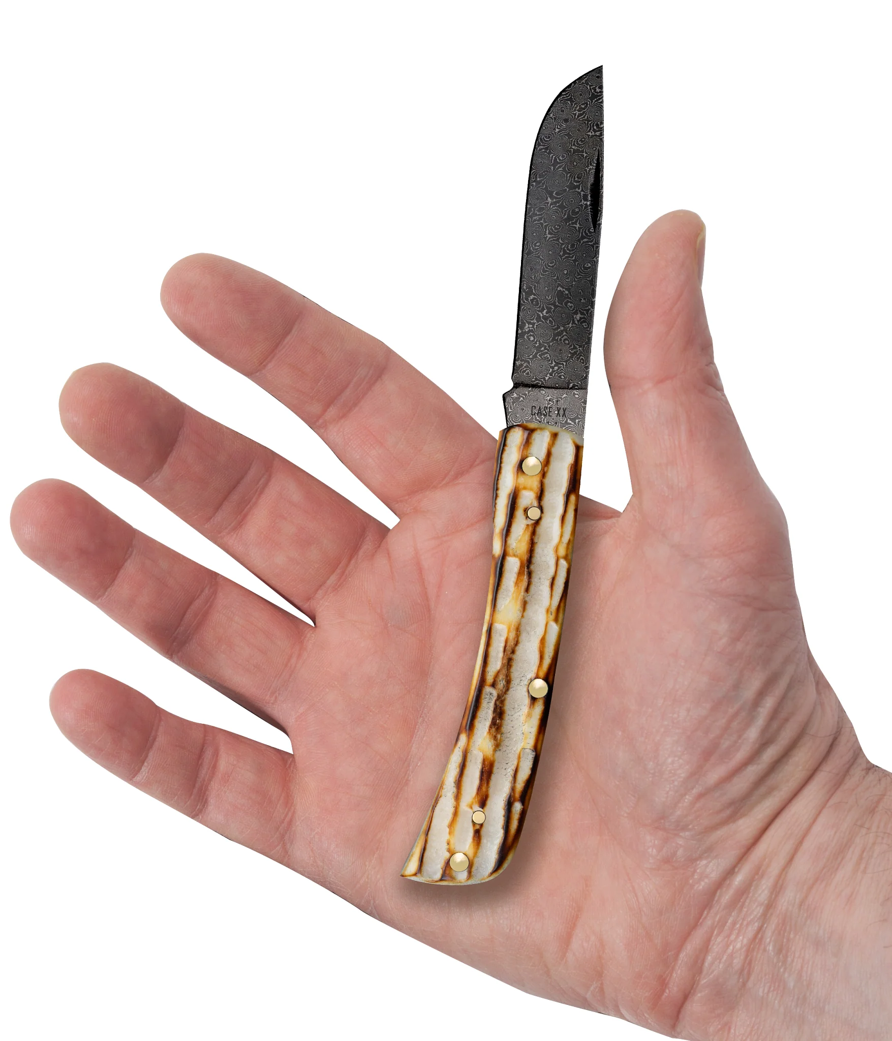 Deep Canyon Jigged Burnt Natural Bone Sod Buster® Jr Raindrop Damascus - Image 5