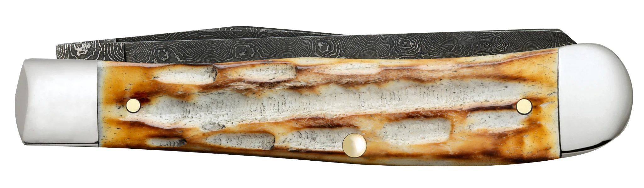 Deep Canyon Jigged Burnt Natural Bone Trapper Raindrop Damascus - Image 3