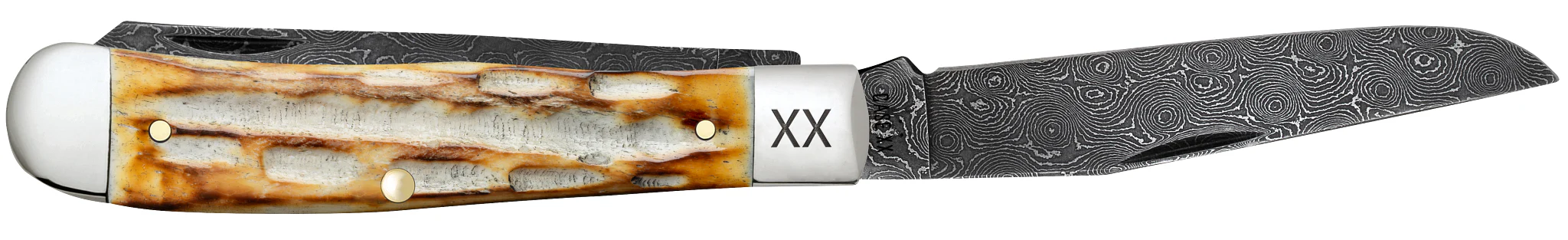 Deep Canyon Jigged Burnt Natural Bone Trapper Raindrop Damascus - Image 4