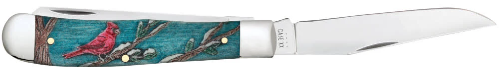Embellished Smooth Natural Bone with Color Wash and Black Definition Trapper Cardinal (in Velvet Box) - Image 4