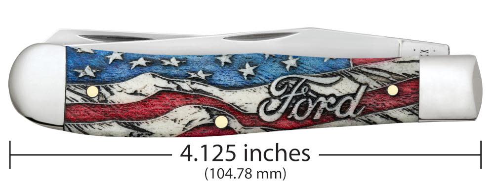 Ford Embellished Smooth Natural Bone Trapper with Red and Blue Color Wash and Black Definition Gift Set - Image 3