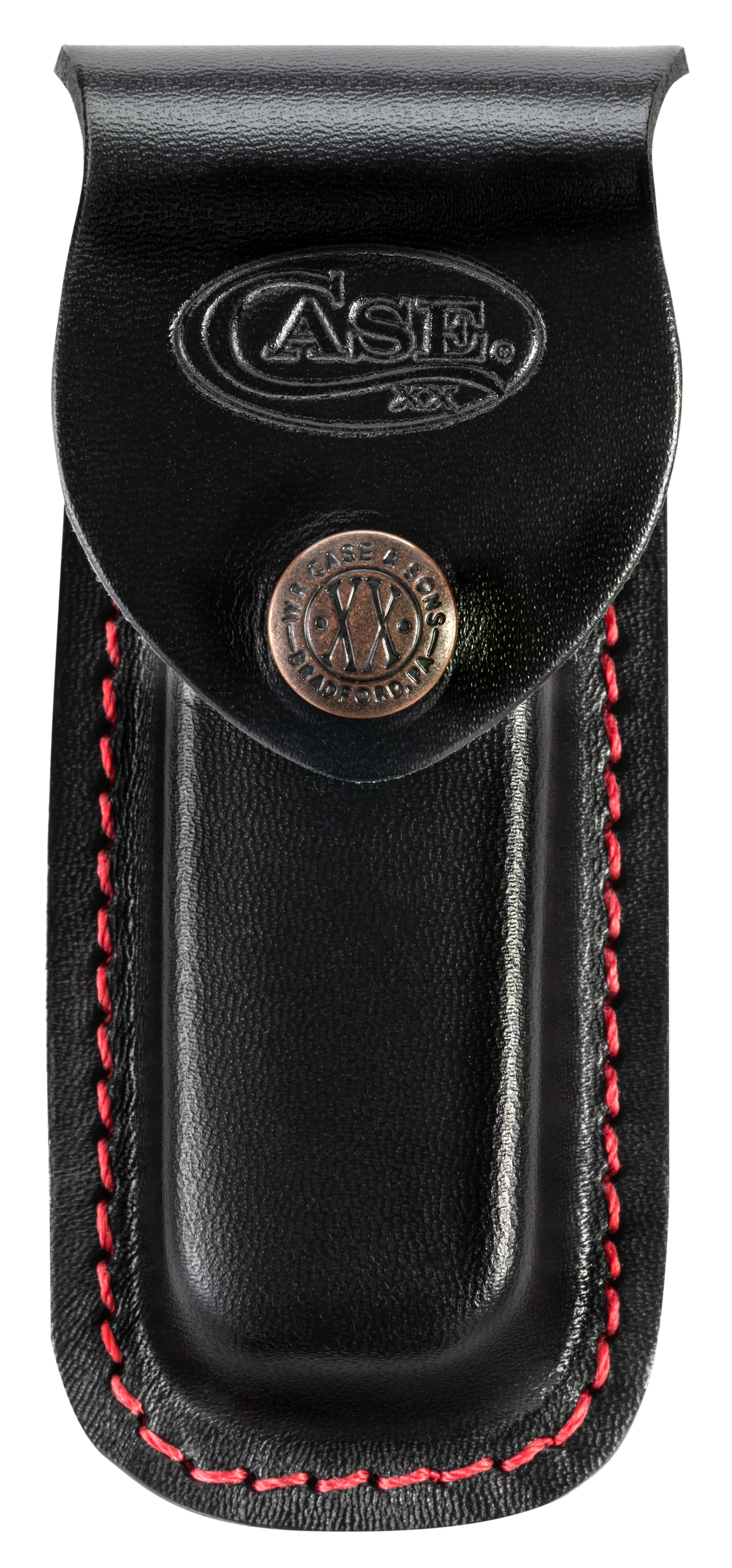Genuine Black Leather Medium Sheath with Red Stitching