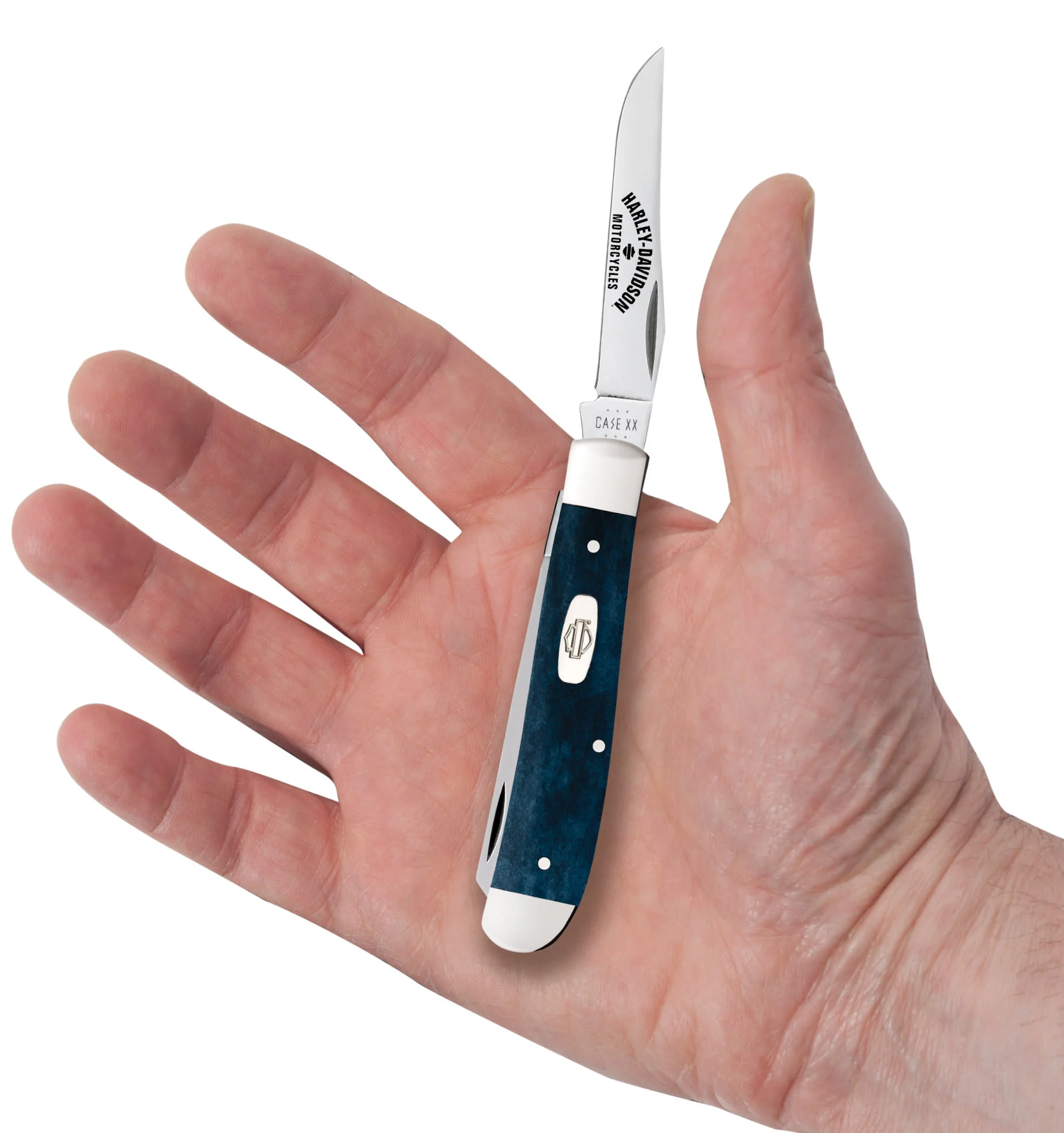 Harley-Davidson® Smooth Mediterranean Blue Bone Mini Trapper - Image 5