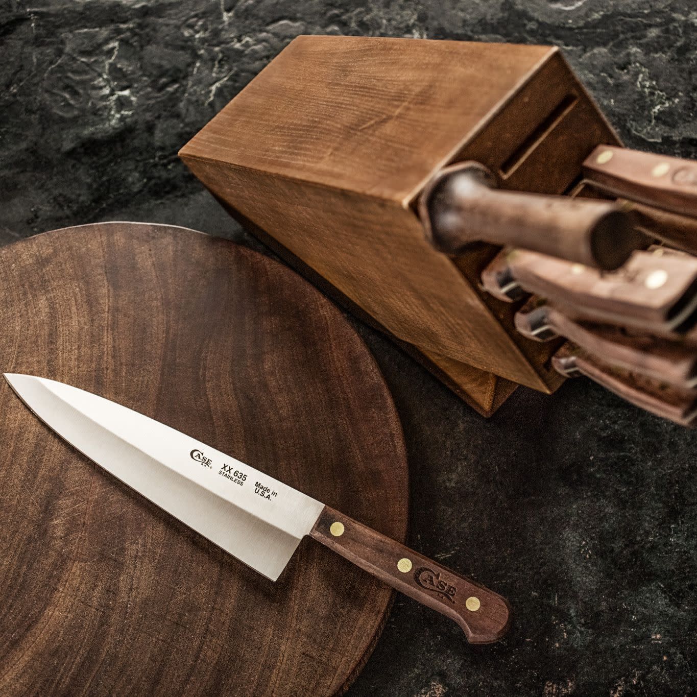 Household Cutlery 9-Piece Block Set (Solid Walnut Handles) - Image 2