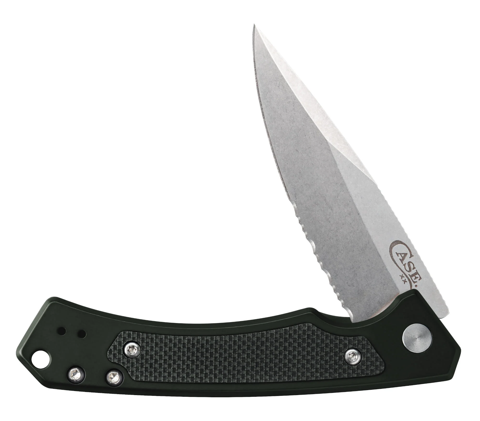 OD Green Anodized Aluminum with Black G10 Inlay Marilla® with Serrated Blade