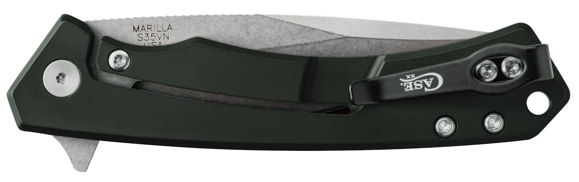 OD Green Anodized Aluminum with Black G10 Inlay Marilla® with Serrated Blade - Image 3