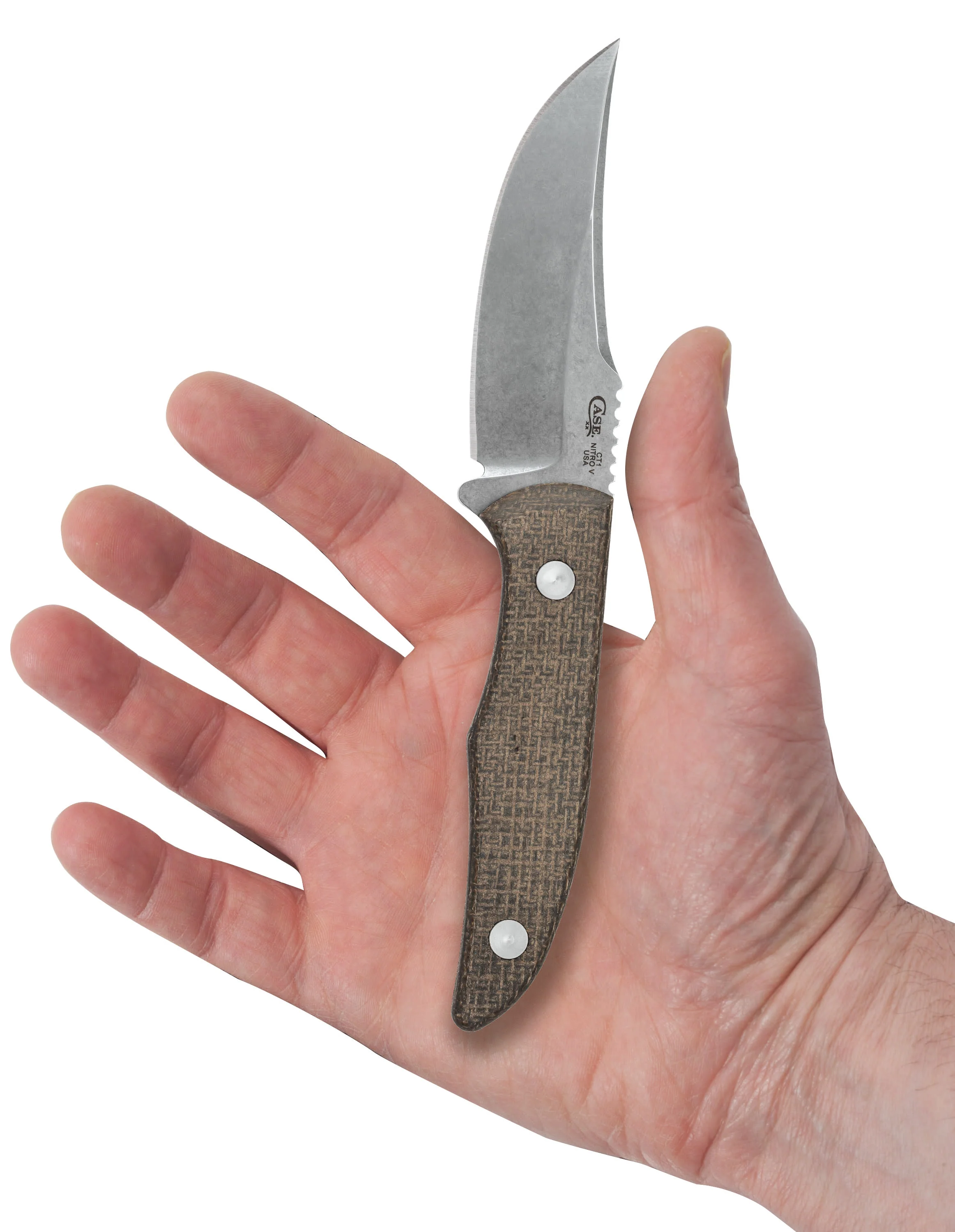 OD Green Burlap Micarta® Hunter CT1 with Embellished Leather Sheath - Image 4