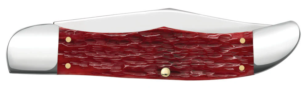 Peach Seed Jig Dark Red Bone CS Folding Hunter with Sheath - Image 3