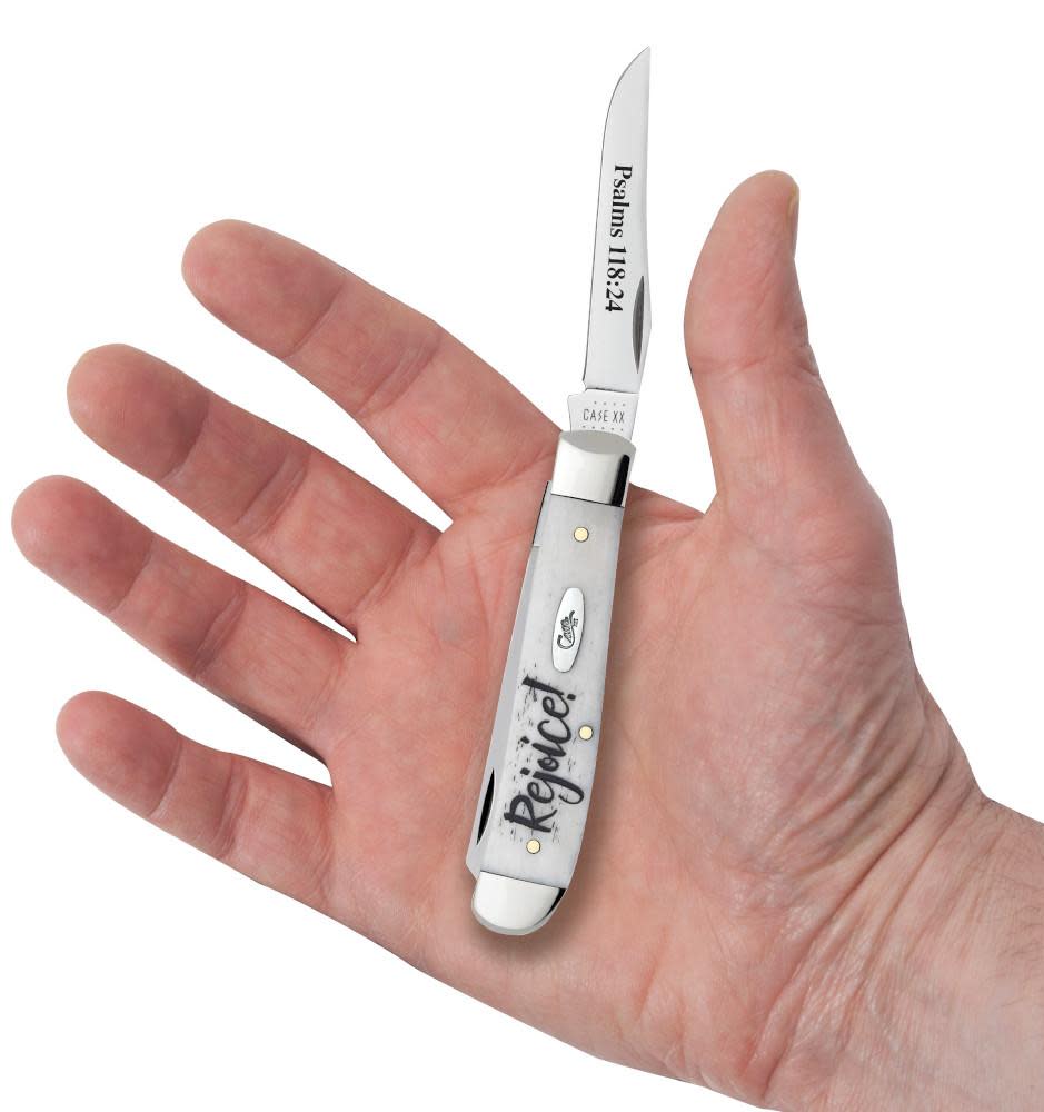 Religious Sayings Rejoice Embellished Smooth Natural Bone Mini Trapper - Image 6
