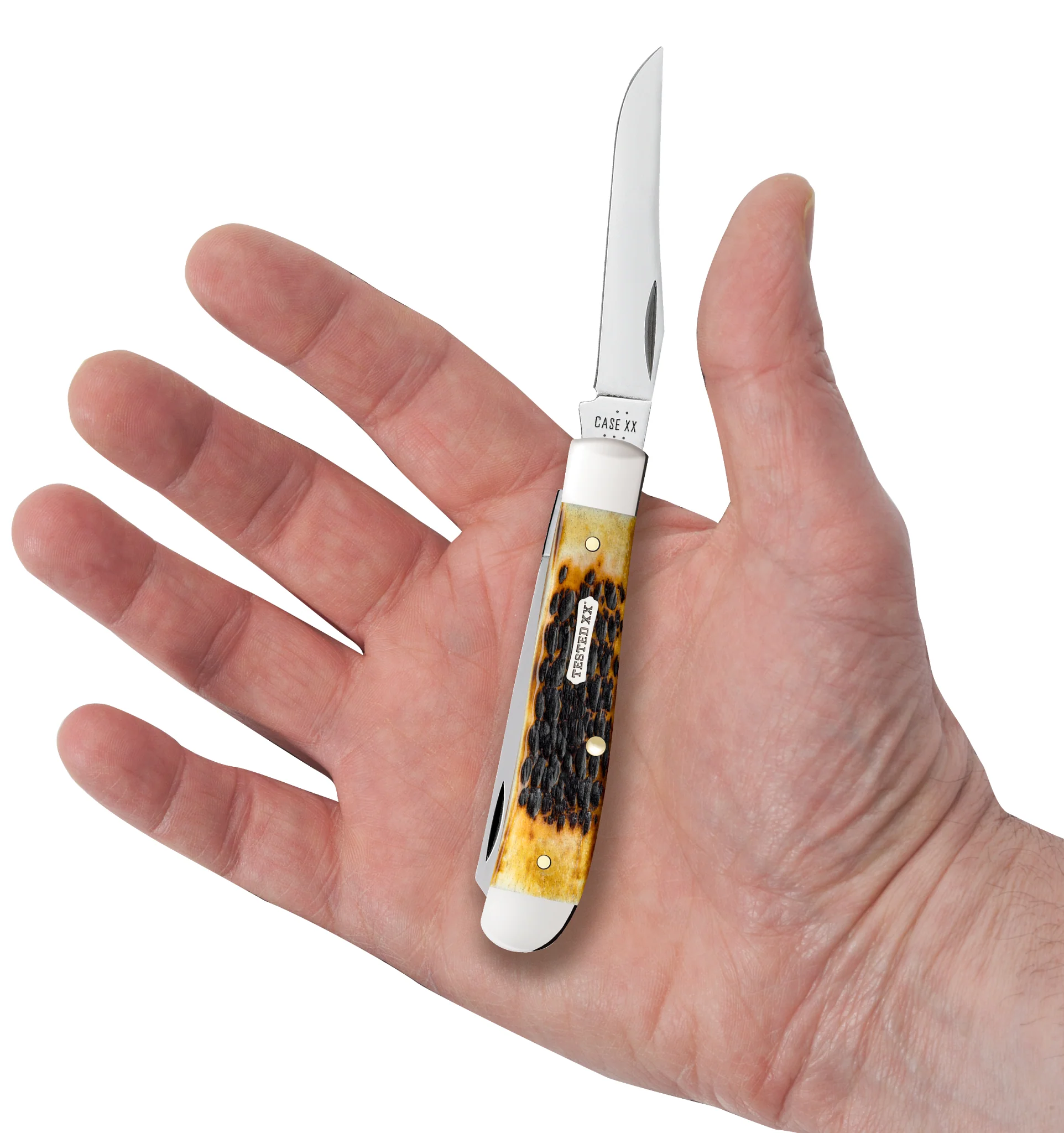Rogers Jigged Burnt Amber Bone CS Mini Trapper - Image 5
