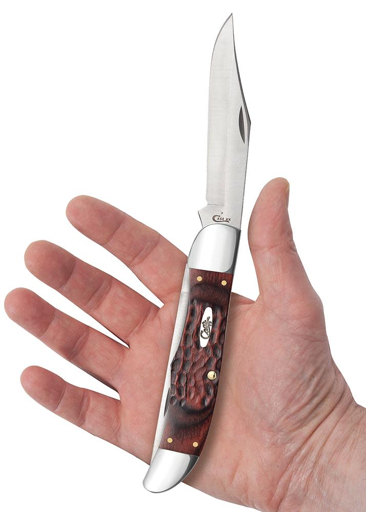 Jigged Dymalux® Rosewood Folding Hunter with Leather Sheath - Image 5