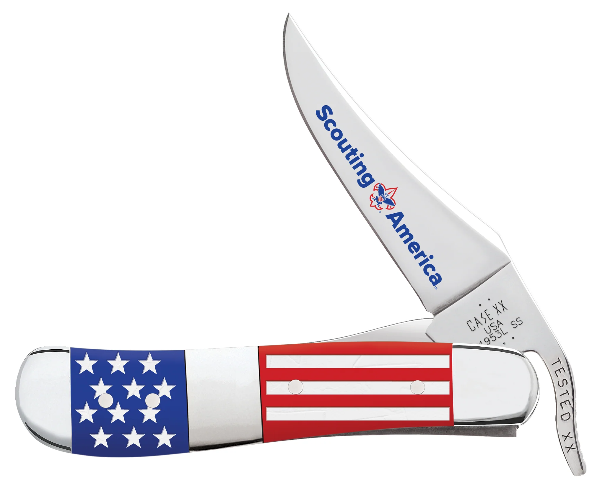 Scouting America™ Embellished Smooth Blue / Red Synthetic Center Bolstered RussLock®