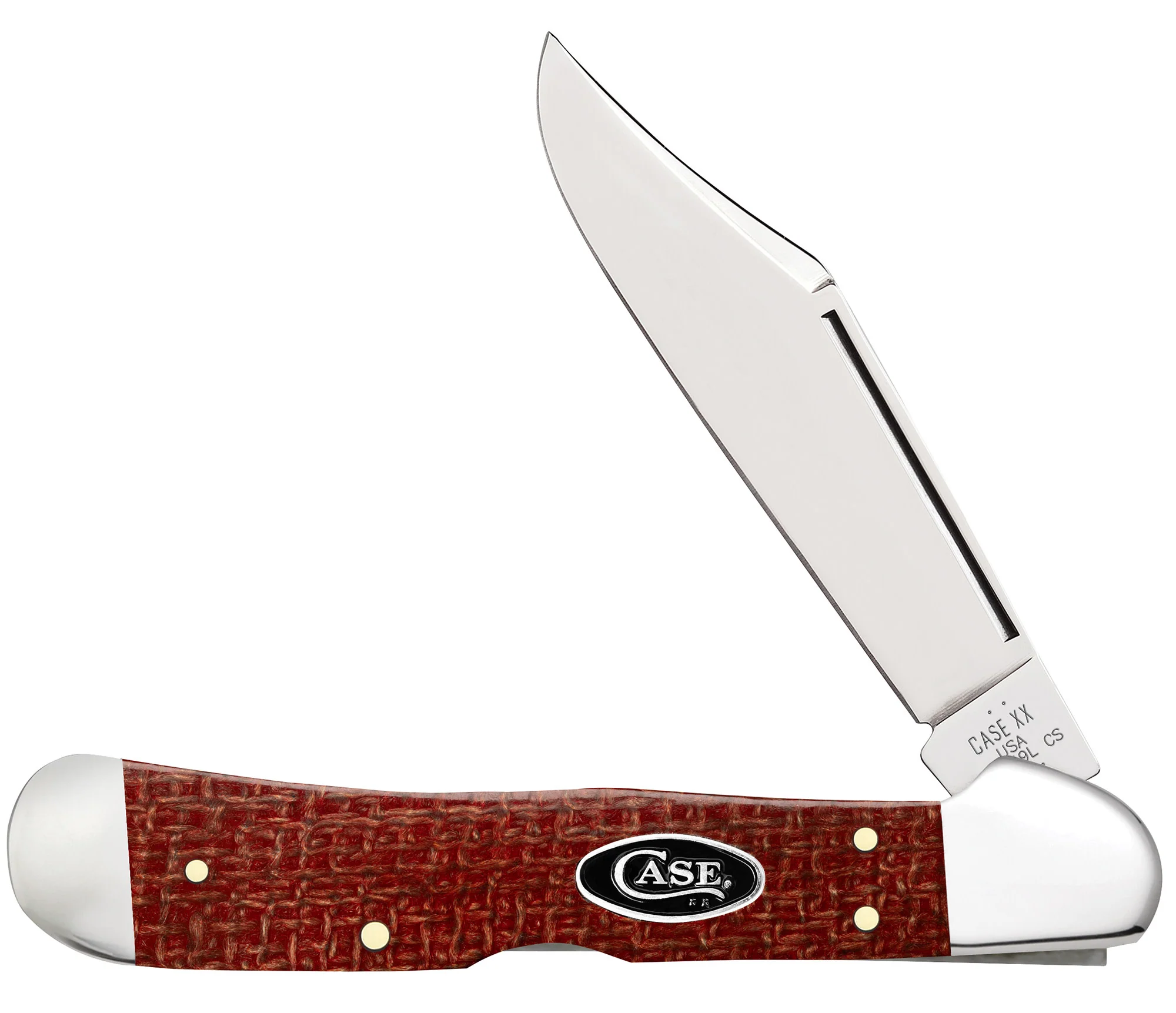 Smooth Dark Red Burlap Micarta® CS CopperLock®