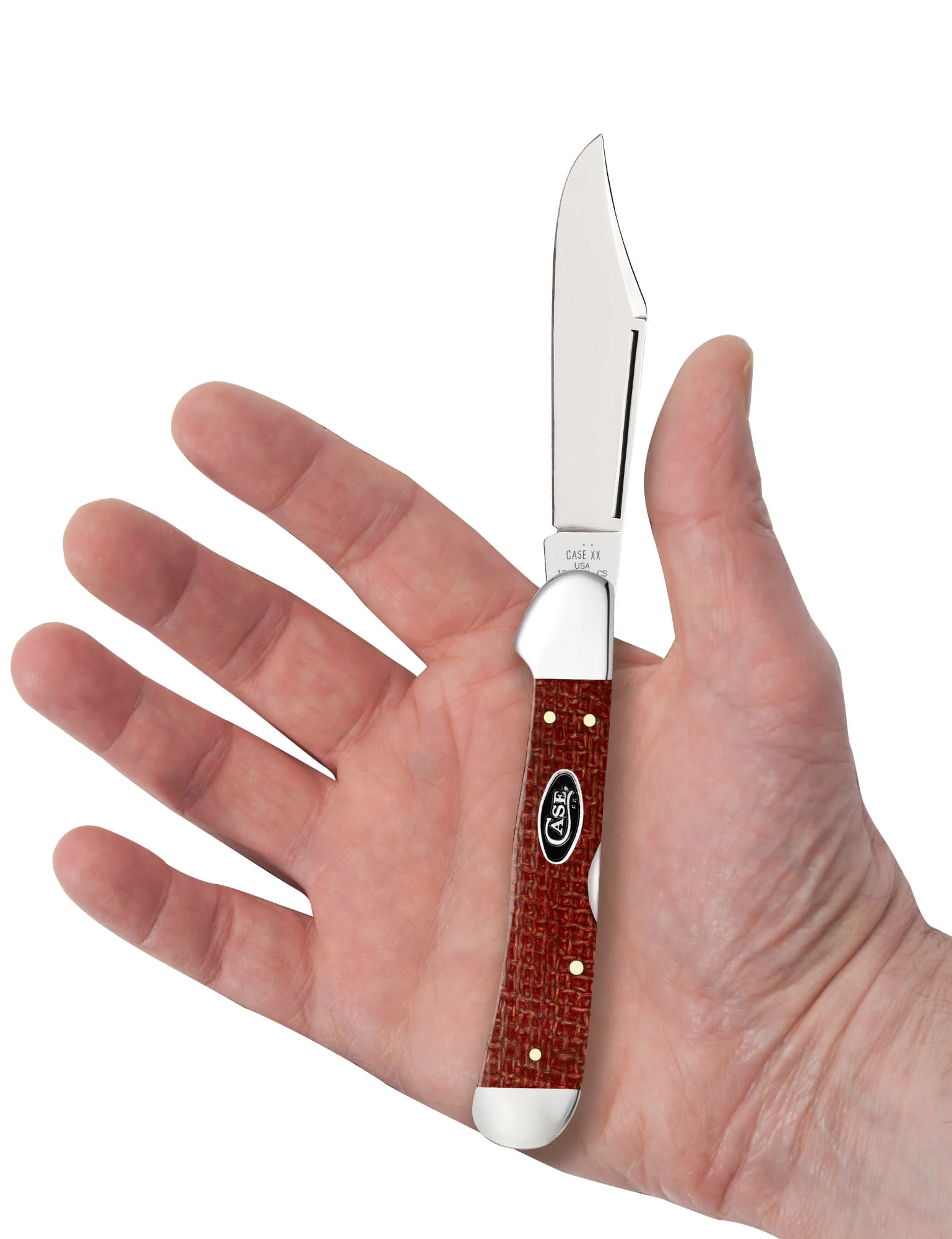 Smooth Dark Red Burlap Micarta® CS CopperLock® - Image 5
