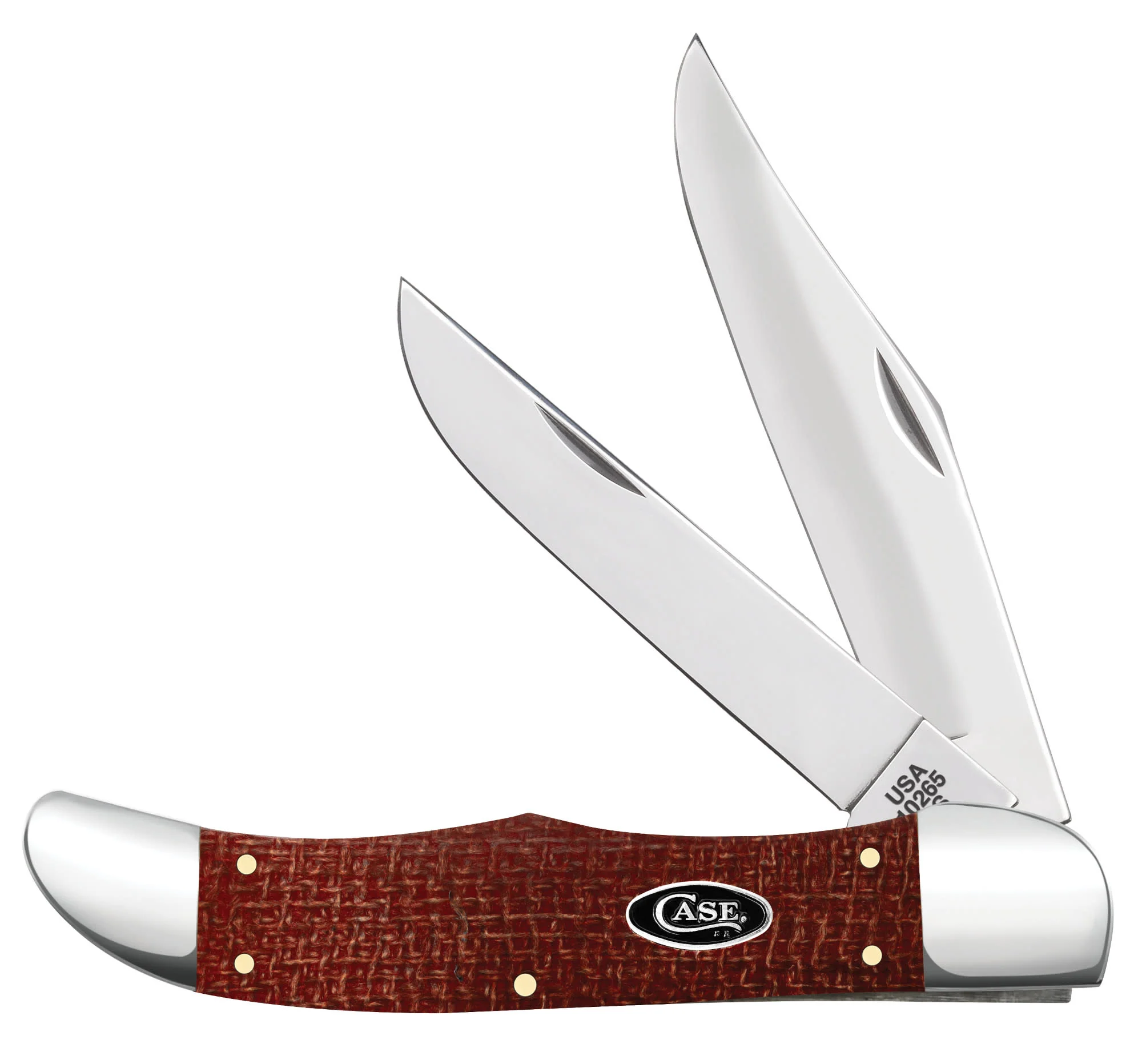Smooth Dark Red Burlap Micarta® CS Folding Hunter with Sheath