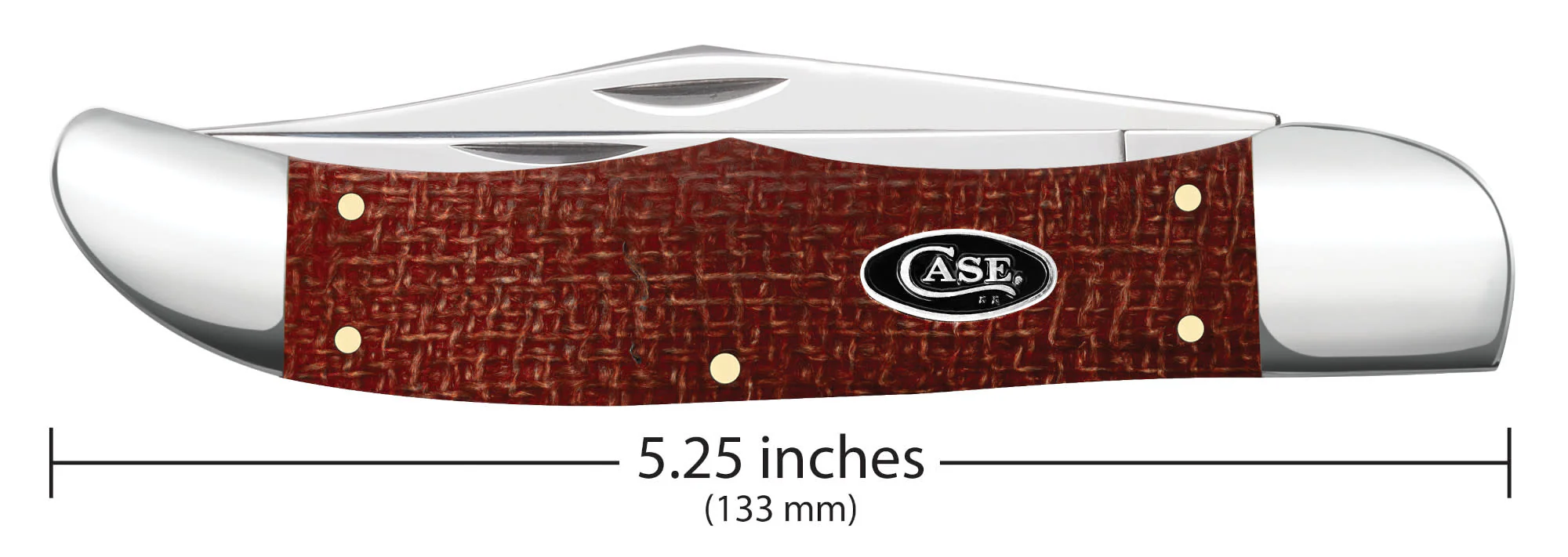 Smooth Dark Red Burlap Micarta® CS Folding Hunter with Sheath - Image 2
