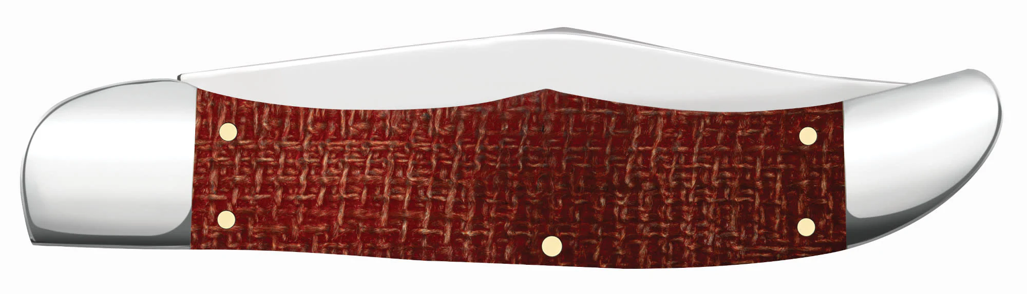 Smooth Dark Red Burlap Micarta® CS Folding Hunter with Sheath - Image 3