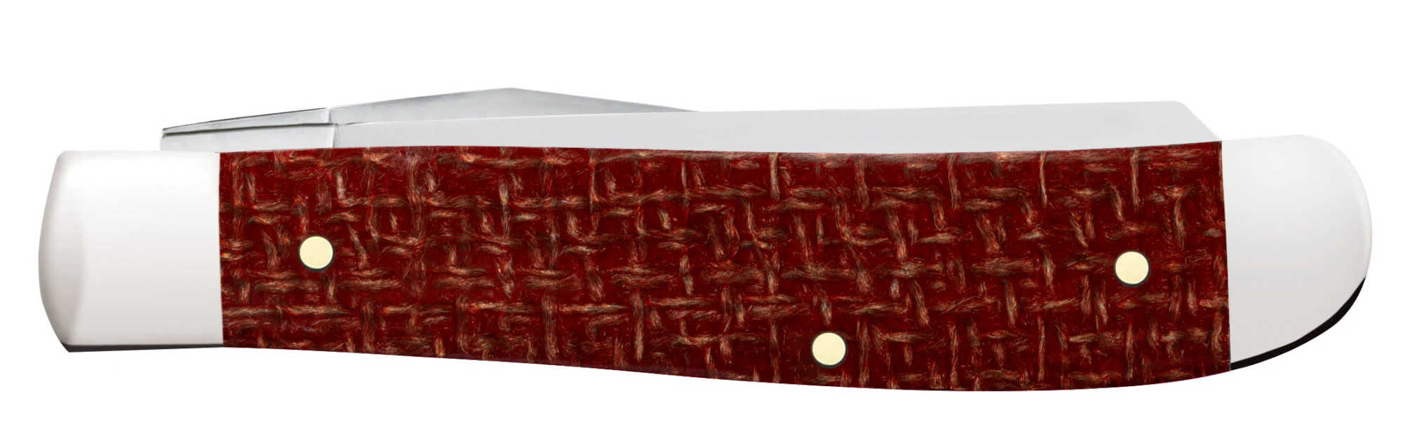 Smooth Dark Red Burlap Micarta® CS Mini Trapper - Image 3