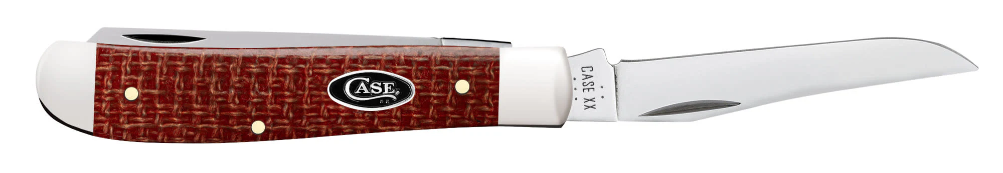 Smooth Dark Red Burlap Micarta® CS Mini Trapper - Image 4