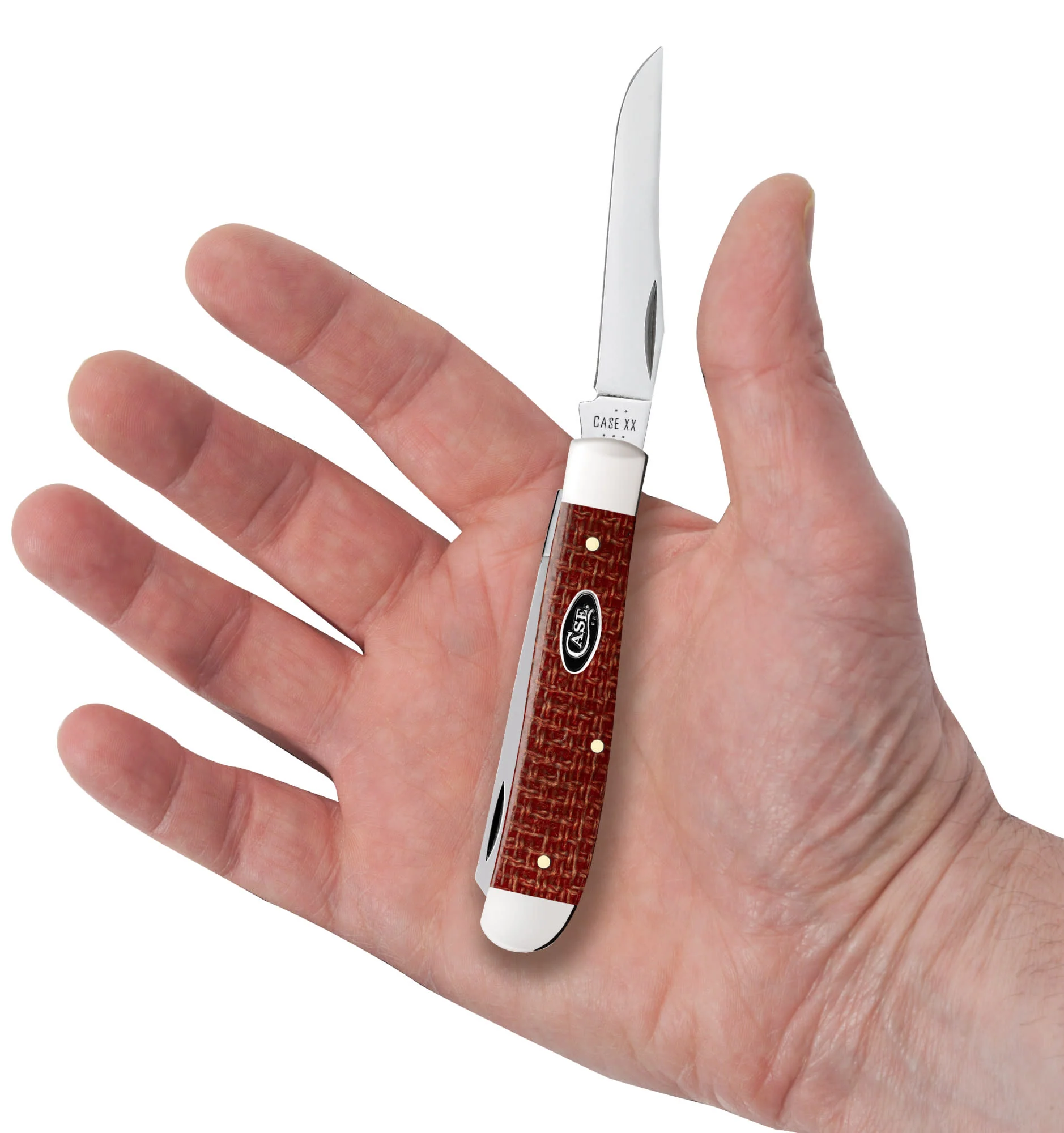 Smooth Dark Red Burlap Micarta® CS Mini Trapper - Image 5