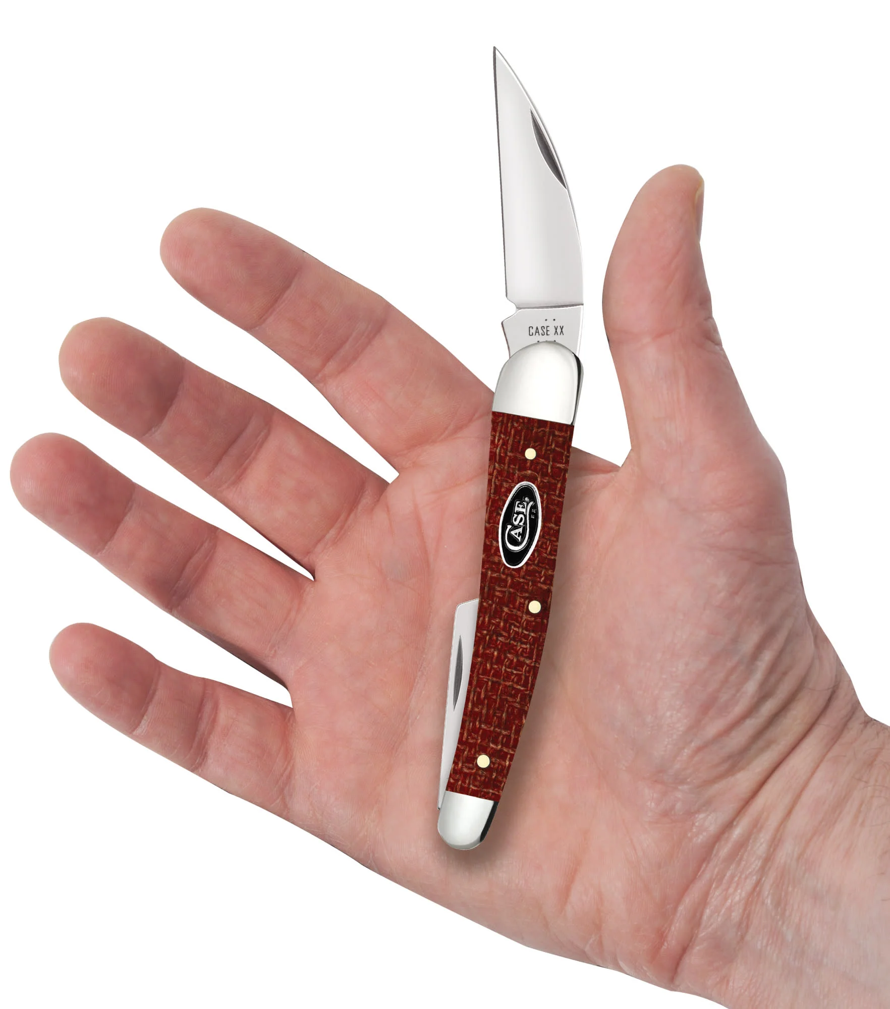 Smooth Dark Red Burlap Micarta® CS Seahorse Whittler - Image 5