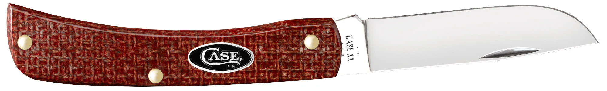 Smooth Dark Red Burlap Micarta® CS Sod Buster® Jr - Image 5