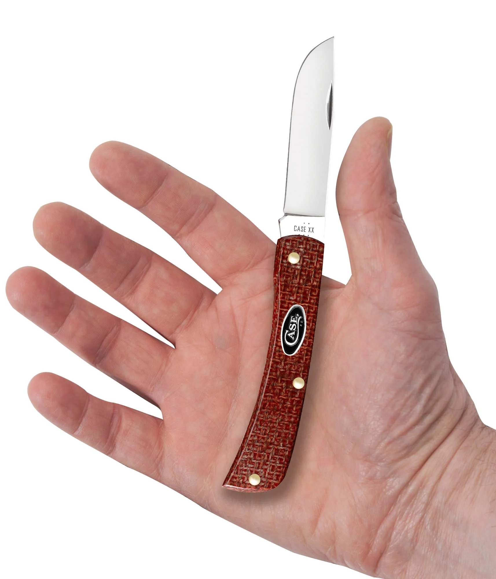 Smooth Dark Red Burlap Micarta® CS Sod Buster® Jr - Image 6