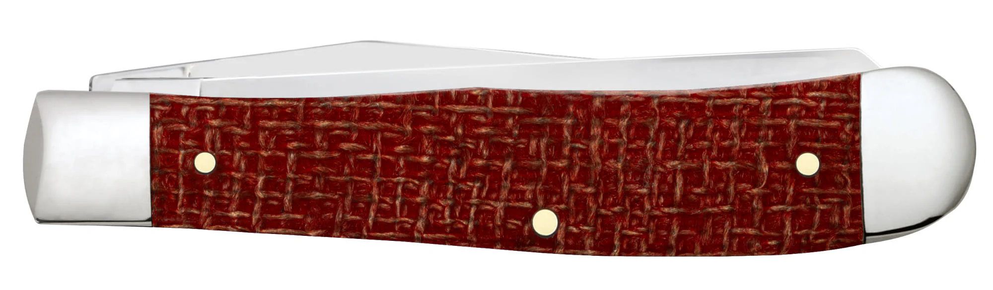 Smooth Dark Red Burlap Micarta® CS Trapper - Image 3