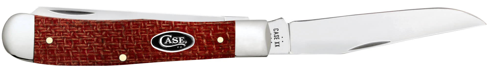 Smooth Dark Red Burlap Micarta® CS Trapper - Image 4