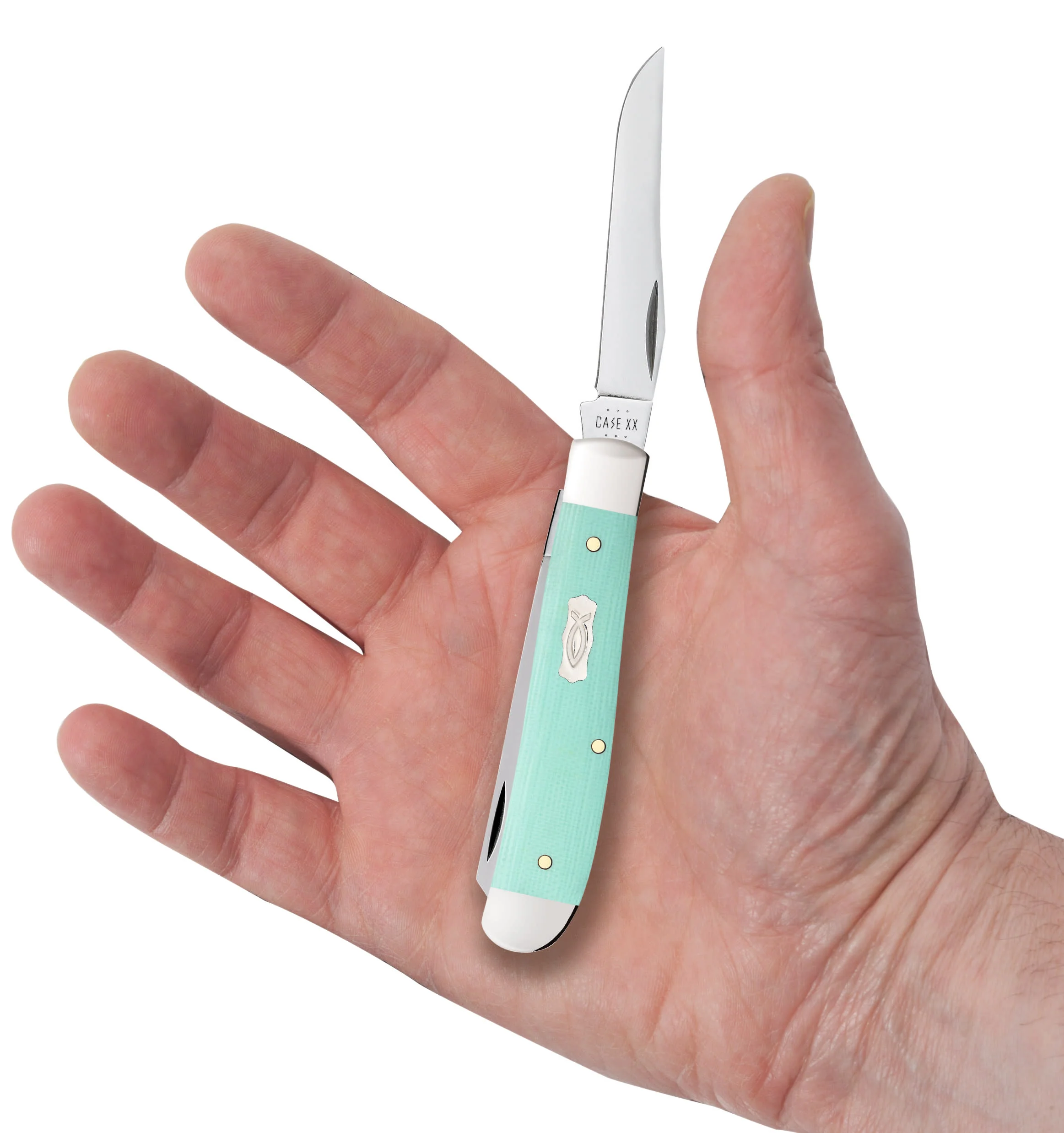 Smooth Seafoam Green G-10 Mini Trapper - Image 5
