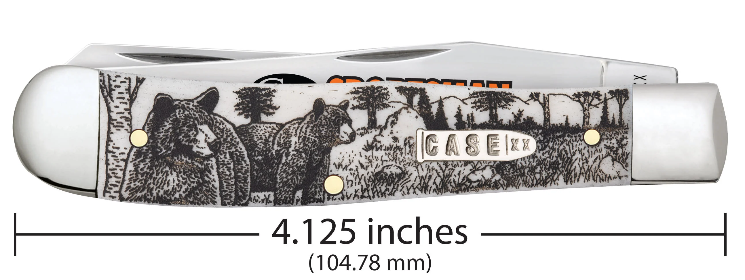 Sportsman Series Bear Embellished Smooth Natural Bone Trapper - Image 3