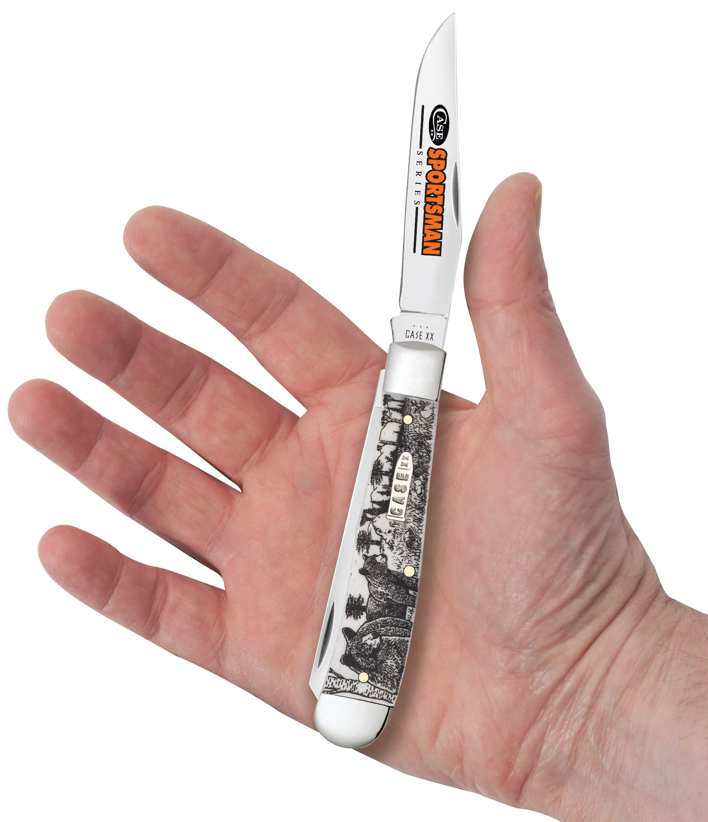 Sportsman Series Bear Embellished Smooth Natural Bone Trapper - Image 6