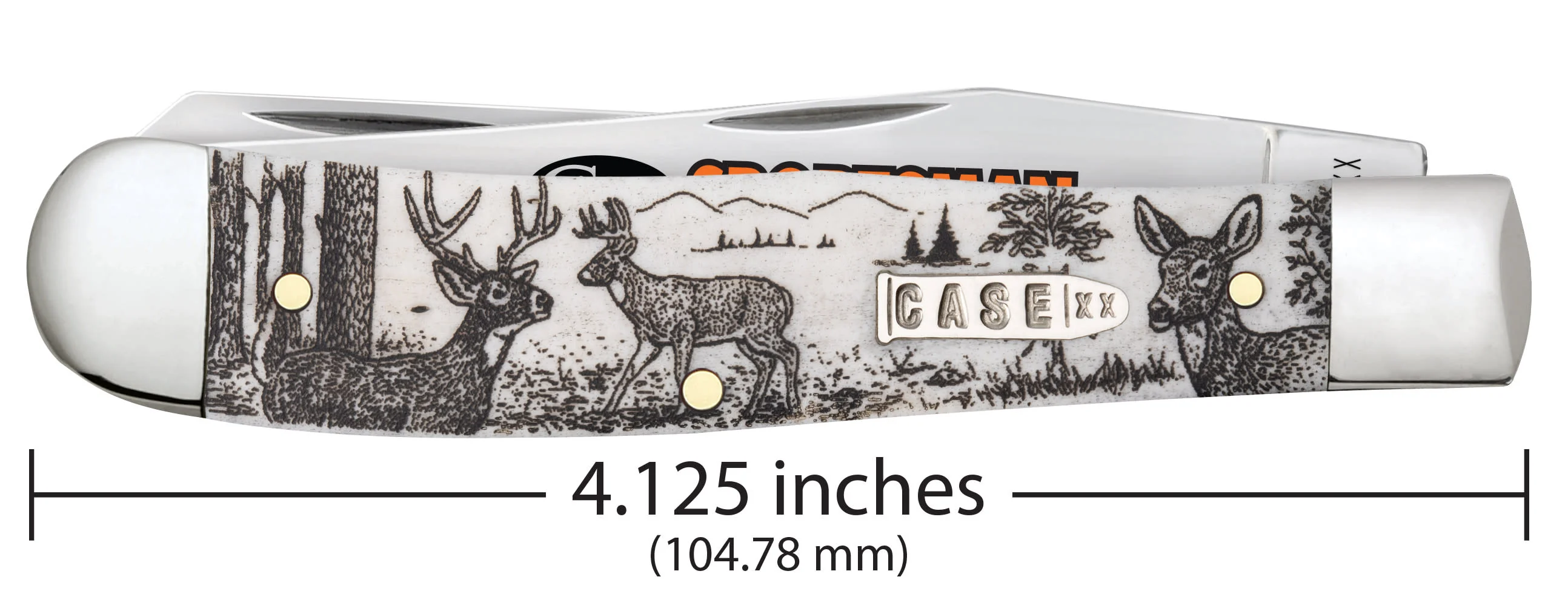Sportsman Series Deer Embellished Smooth Natural Bone Trapper - Image 3