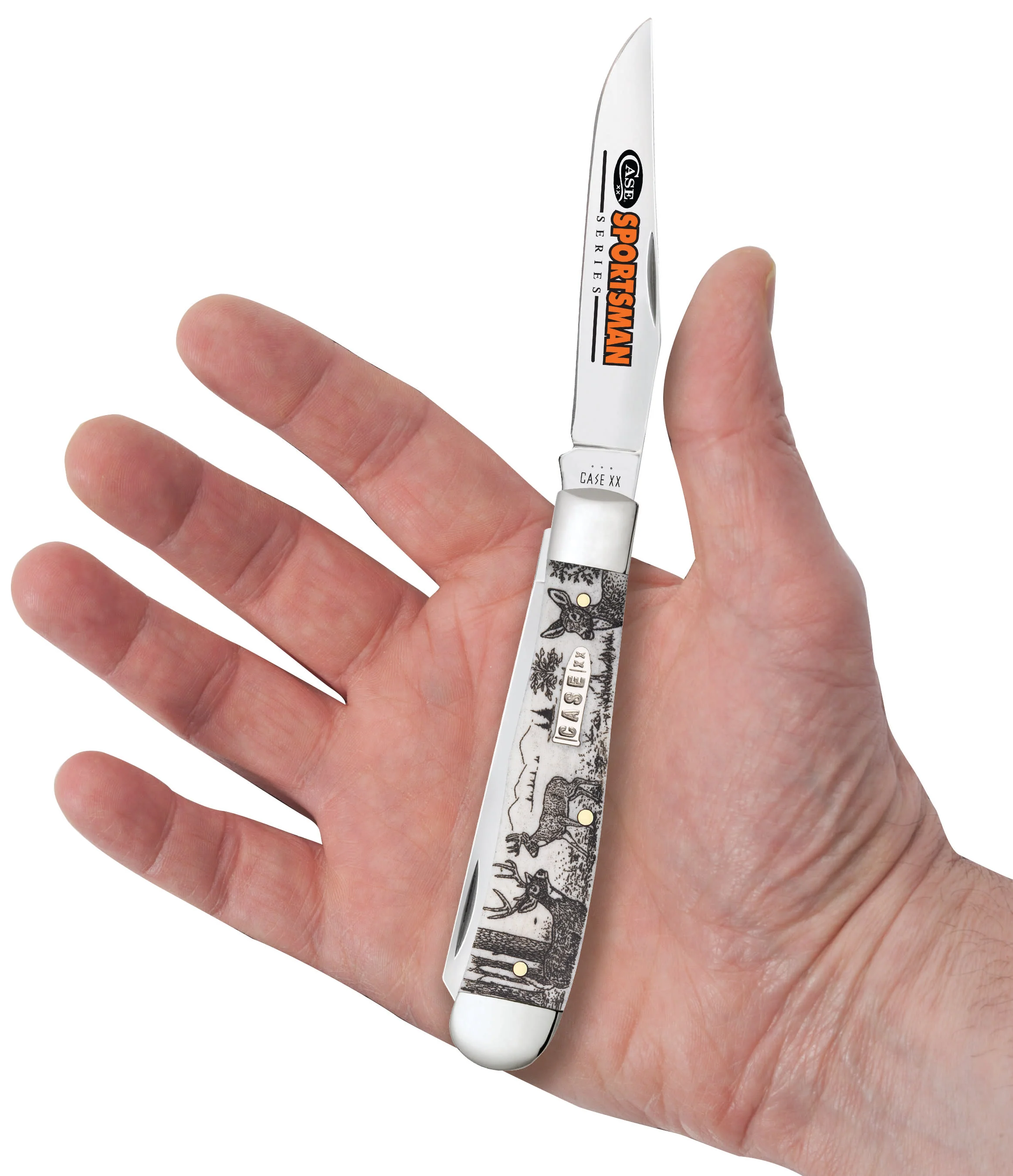 Sportsman Series Deer Embellished Smooth Natural Bone Trapper - Image 6