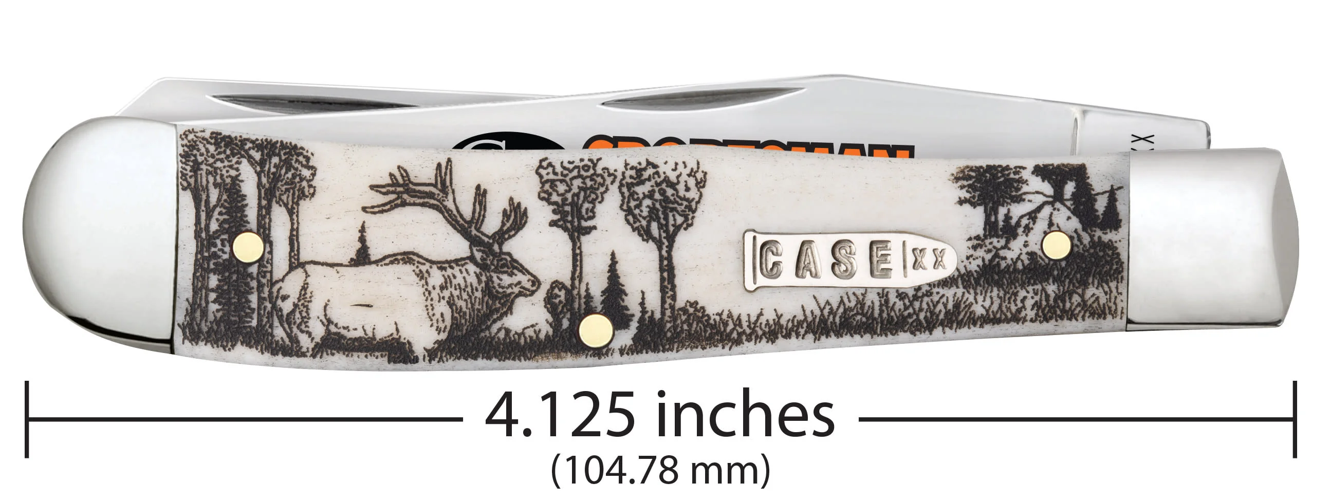 Sportsman Series Elk Embellished Smooth Natural Bone Trapper - Image 3