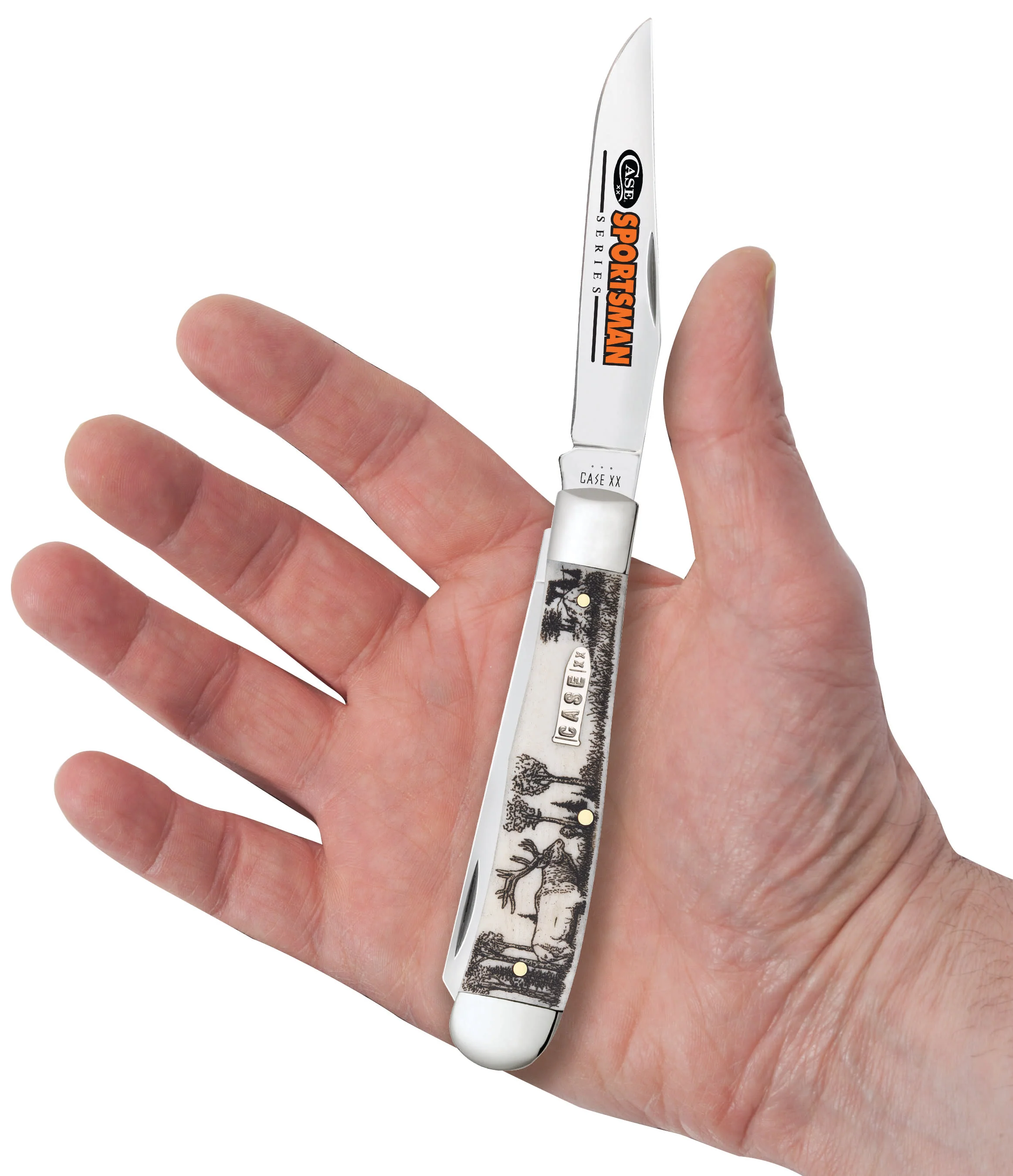 Sportsman Series Elk Embellished Smooth Natural Bone Trapper - Image 6