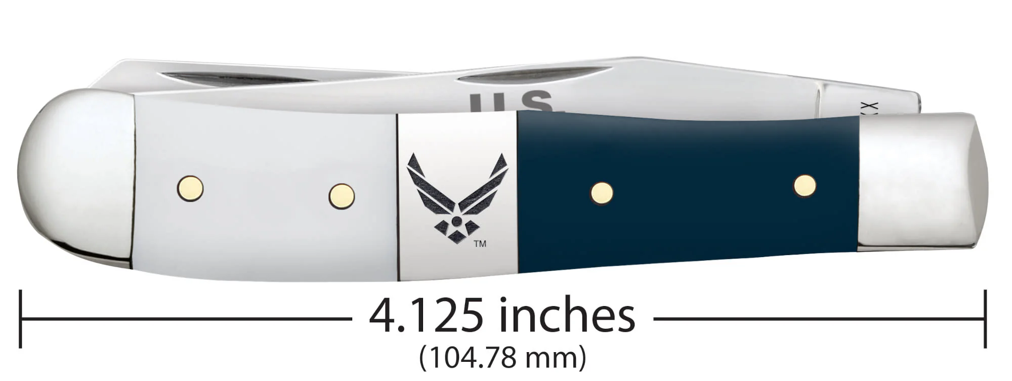 U.S. Air Force™ Smooth White/Blue Synthetic Trapper Gift Set (4254 SS) w/ Embellished Center Bolster - Embellished Jewel Box - Image 2