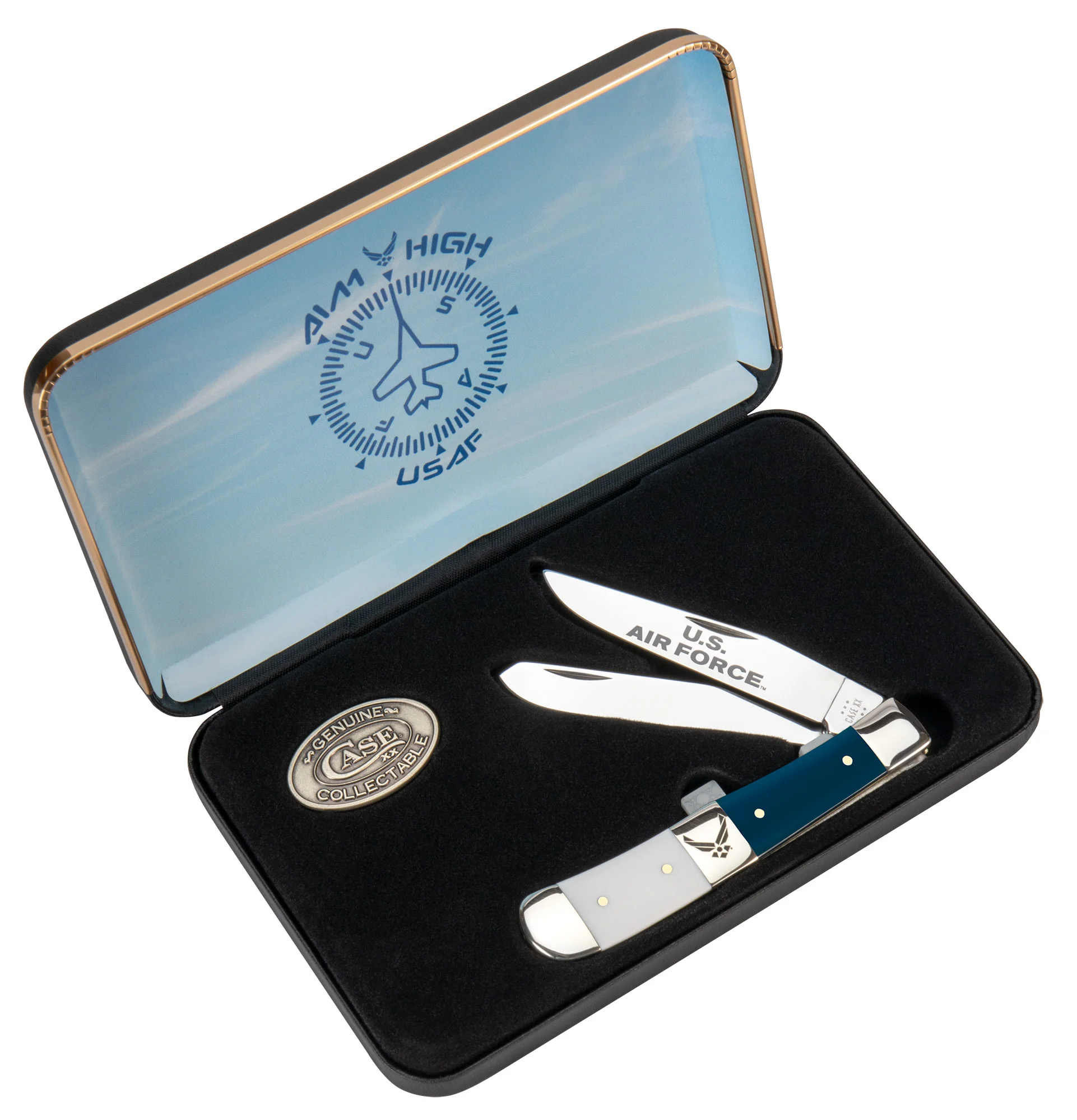 U.S. Air Force™ Smooth White/Blue Synthetic Trapper Gift Set (4254 SS) w/ Embellished Center Bolster - Embellished Jewel Box - Image 7