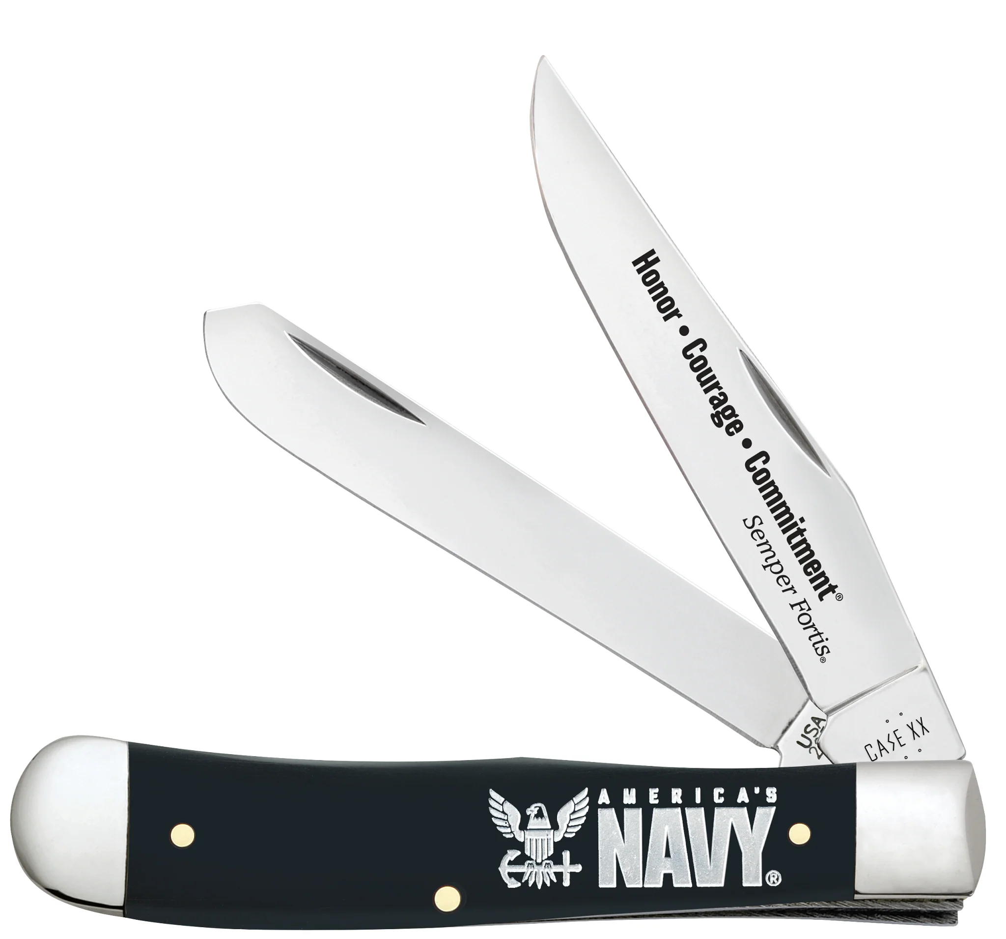 US Navy® Embellished Smooth Black Synthetic Trapper Gift Set