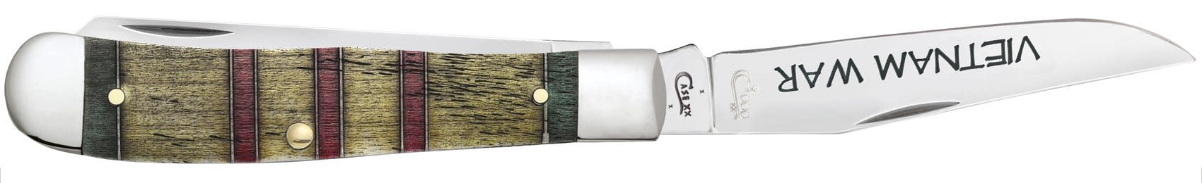 Vietnam War Gift Set Smooth Natural Bone with Green, Yellow and Red Color Wash Trapper in Jewel Box - Image 4